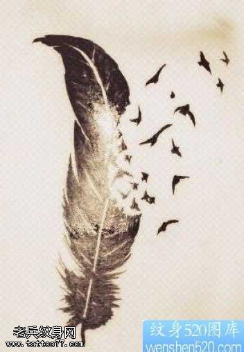 手稿羽化燕纹身图案
