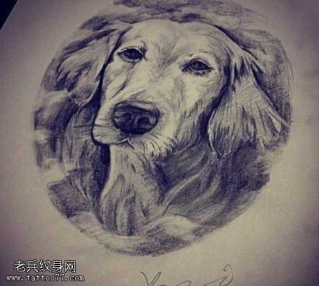 手稿黑灰汪星人纹身图案