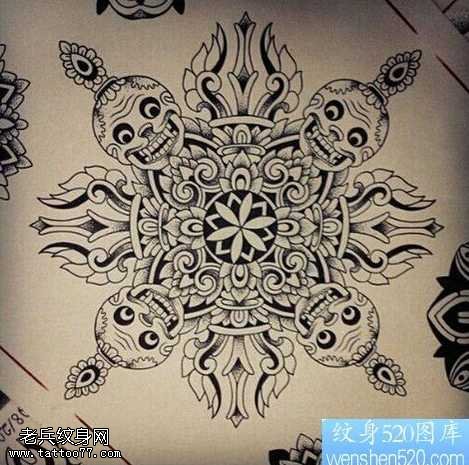 手稿骷髅头纹身图案