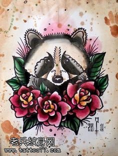 手稿彩绘大熊猫纹身图案
