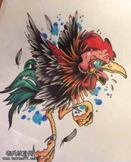 手稿霸气的鸡纹身图案