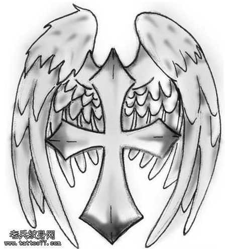 手稿十字架纹身图案