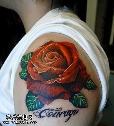 胳膊玫瑰花纹身图案