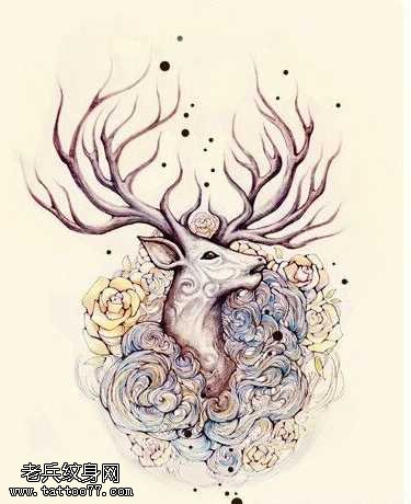 手稿羚羊纹身图案