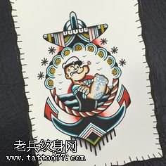 手稿个性的船锚纹身图案