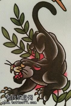 手稿的一只黑豹纹身图案