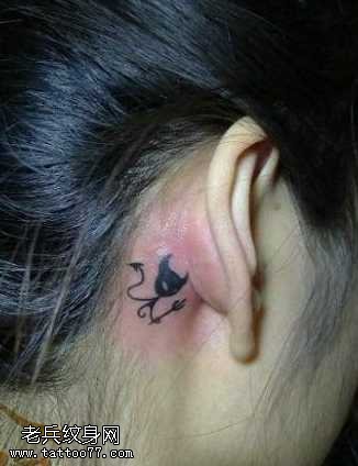 耳部小恶魔图腾纹身图案