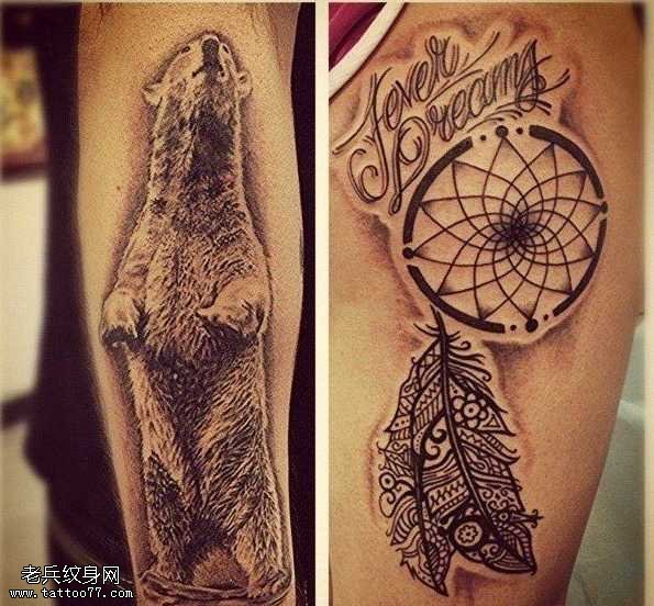 胳膊捕梦网纹身图案