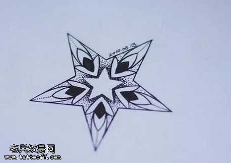 手稿五角星纹身图案