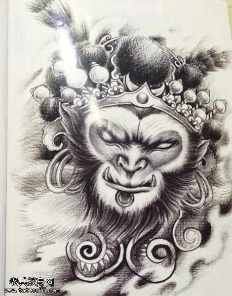 手稿孙悟空纹身图案