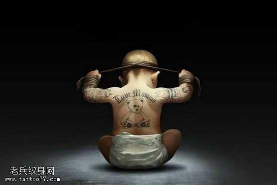 小孩熊纹身图案