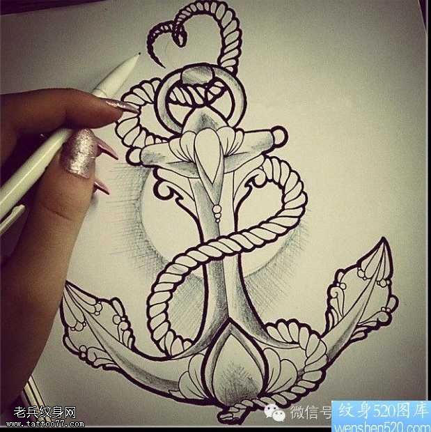 欧美船锚纹身图案