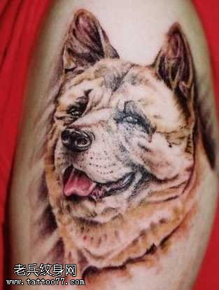 大臂狗纹身图案