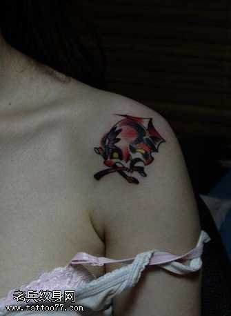 胳膊个性骷髅头纹身图案