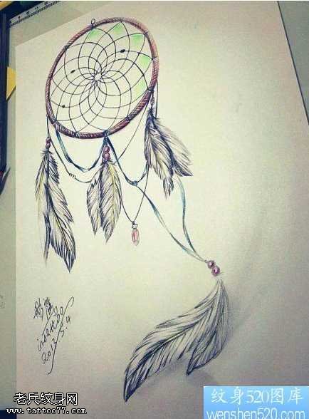 手稿捕梦网纹身图案