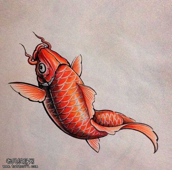 手稿鲤鱼纹身图案