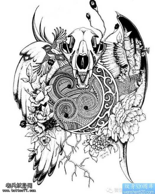 手稿羚羊纹身图案