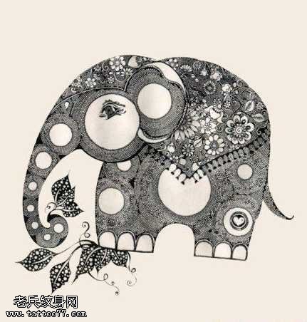 手稿象纹身图案