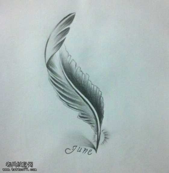 手稿羽毛纹身图案