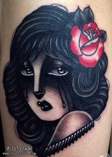 胳膊个性女郎纹身图案