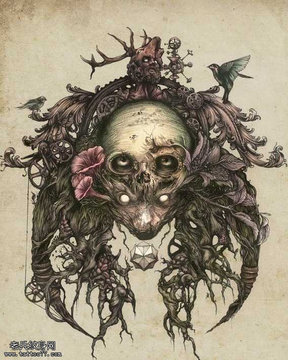 个性骷髅头纹身图案