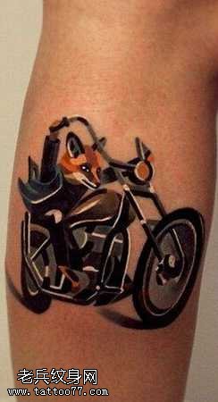 腿部摩托车纹身图案