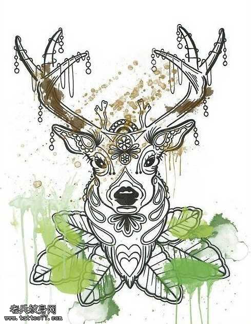 手稿羚羊纹身图案