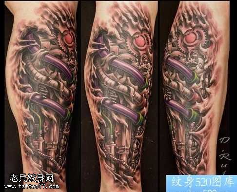 腿部机械臂纹身图案
