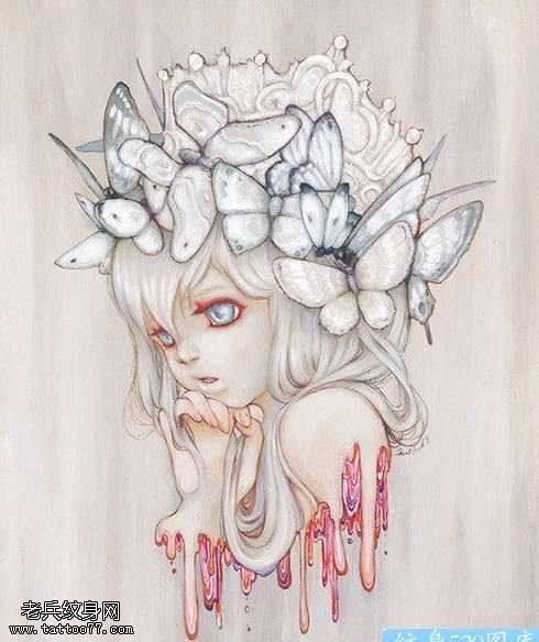 手稿蝴蝶纹身图案