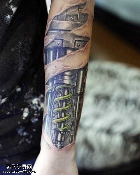 胳膊机械纹身图案