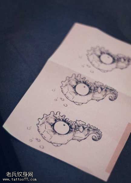 手稿海马纹身图案