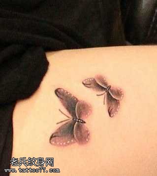 腿部蝴蝶纹身图案