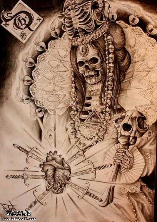 手稿骷髅纹身图案