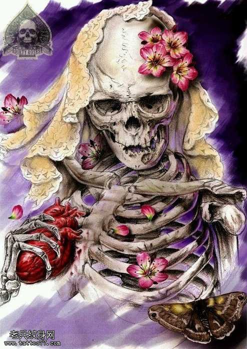 手稿欧美风格骷髅纹身图案