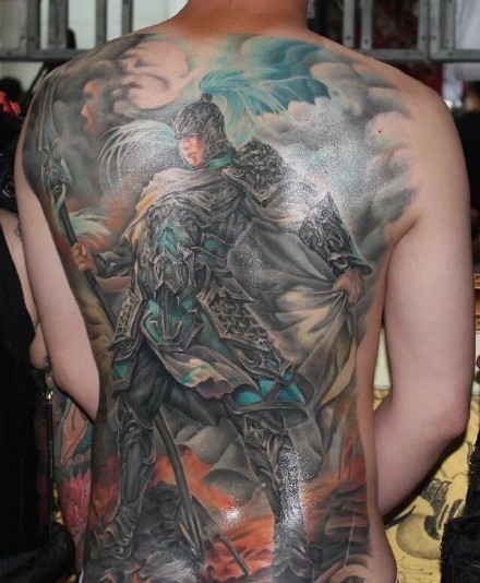 霸气满背战神赵子龙纹身