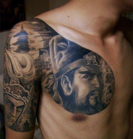 传统关公关二爷半甲纹身