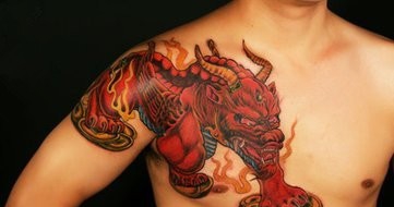 男士胸前传统貔貅纹身图案大全
