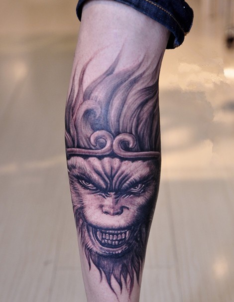 齐天大圣孙悟空时尚腿部纹身