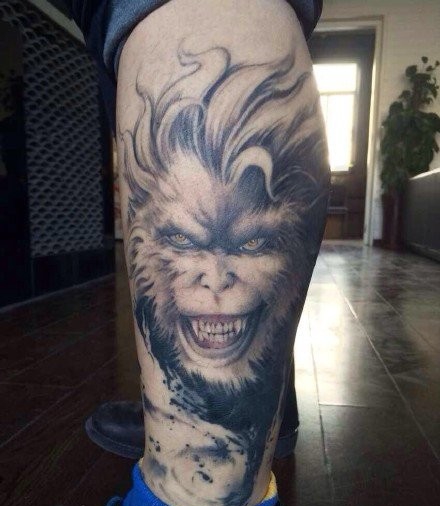 齐天大圣孙悟空时尚腿部纹身