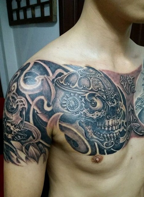 传统的时尚嘎巴拉半甲纹身图案