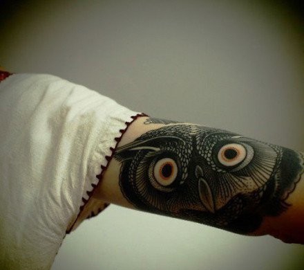 神秘的猫头鹰手臂纹身图案大全