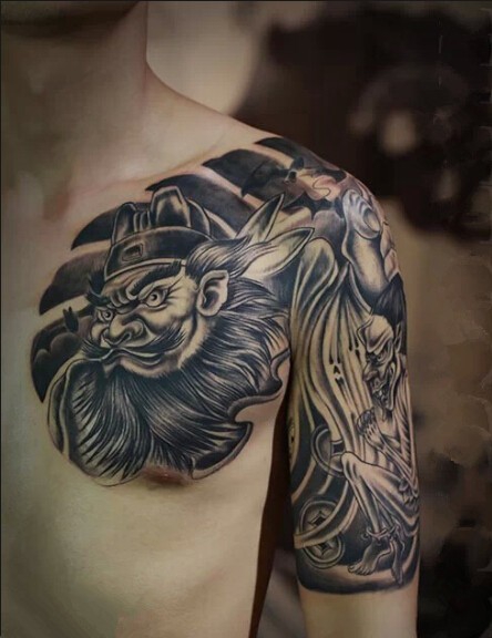 伏魔钟馗人物半甲纹身