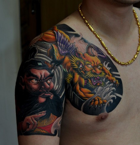 伏魔钟馗人物半甲纹身