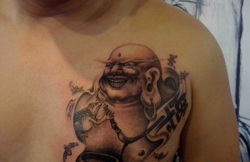 男士喜爱的弥勒佛纹身