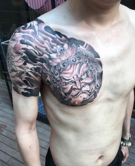 不动明王半甲纹身图案大全