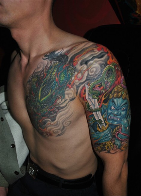 不动明王半甲纹身图案大全