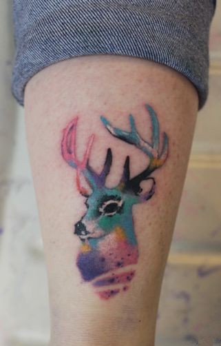 一组适合女生的麋鹿纹身图案