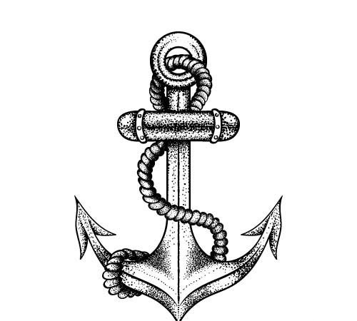 大气时尚的船锚纹身手稿素材