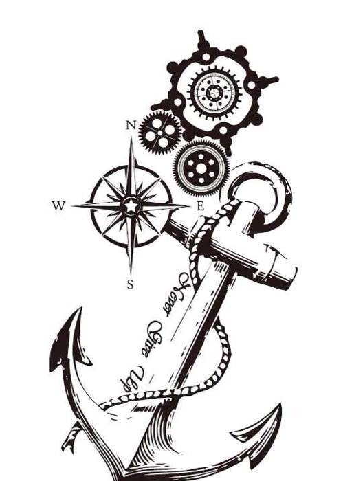 大气时尚的船锚纹身手稿素材