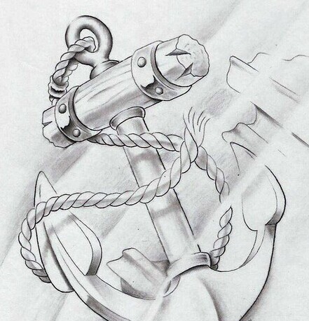 大气时尚的船锚纹身手稿素材